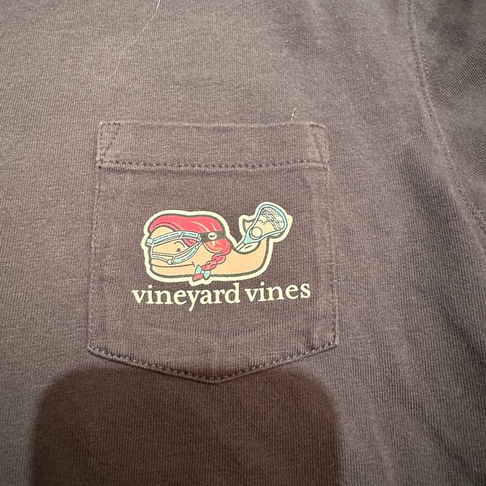 Vineyard Vines Girls Youth Lacrosse Tshirt - American flag on sleeve, lax whale